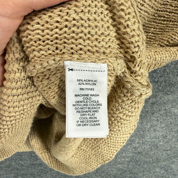 Cable & Gauge Knit Top Women M Medium Beige Short Sleeve Round Neck Acrylic - Picture 4 of 7